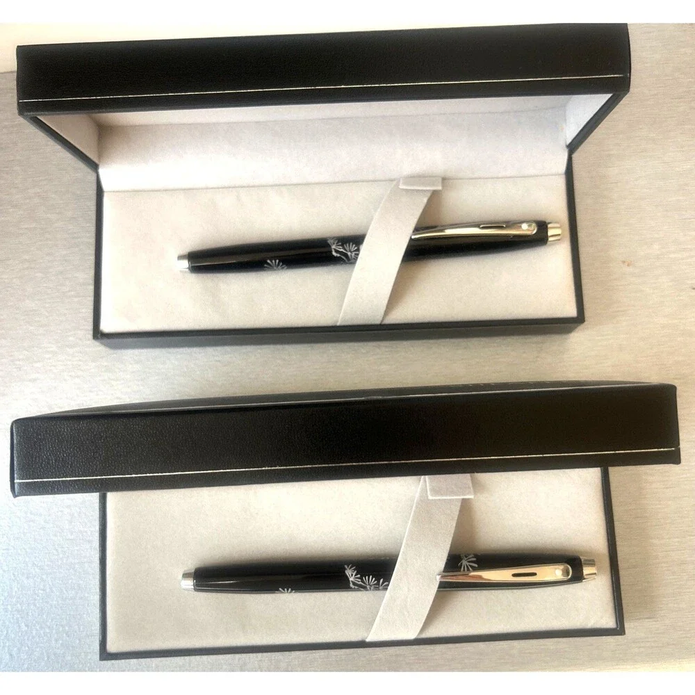 Sheaffer 100 Friends of Winter - Pine Black Laquer Ballpoint Pen LOT 2 Pens New